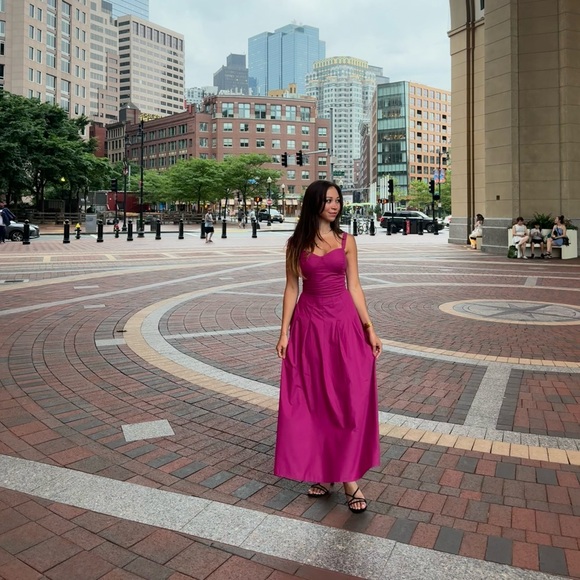 Melloday Long pink berry corset Dress - Picture 3 of 3